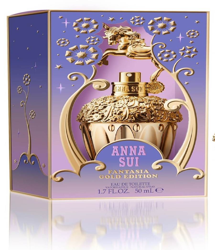 حلقي في عالم الخيال الذهبي مع عطرك الجديدAnna Sui Fantasia Gold Edition