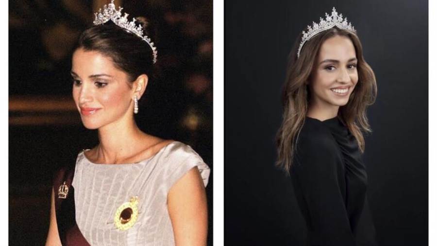 الأميرة إيمان ترتدي تاج والدتها الملكة رانيا المرصع بالماس