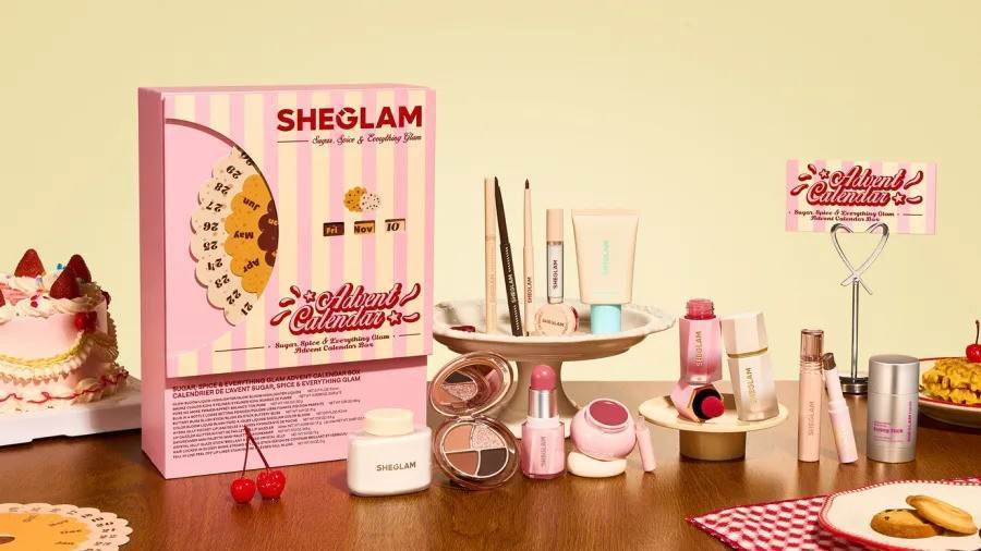 SHEGLAM Advent Calendar Box مجموعة مكياج كاملة للشفاه والعيون والبشرة