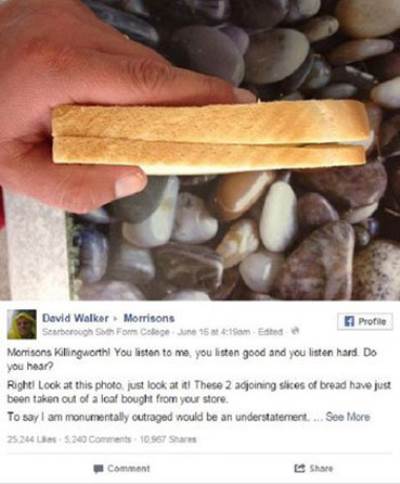 "إنجليزى" يشعل فيس بوك لاكتشافه عيبا فى شطيرة "توست".. والشركة تعتذر له