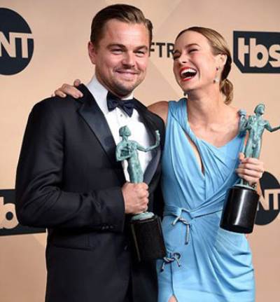 ليوناردو دى كابريو وبرى لارسون أفضل ممثل وممثلة فى SAG Awards