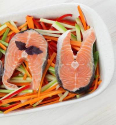 طاجن السلمون والكرات