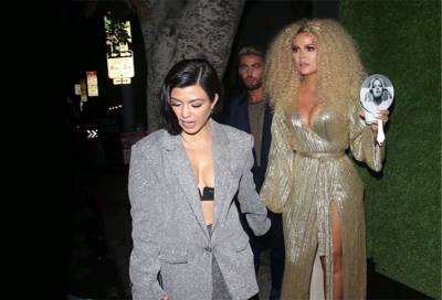بالصور .. "كلوي وكورتني كارداشيان" بفساتين غريبه داخل ملهى ليلي في هوليوود