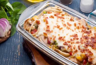 طاجن بحريات بالفرن مع الكريمة والجبن