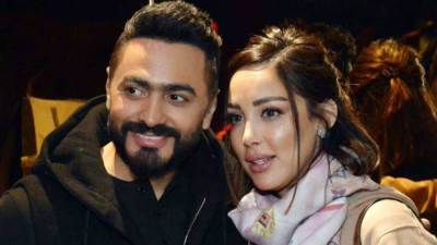 أحدث ظهور لـ تامر حسني وزوجته بسمة بوسيل